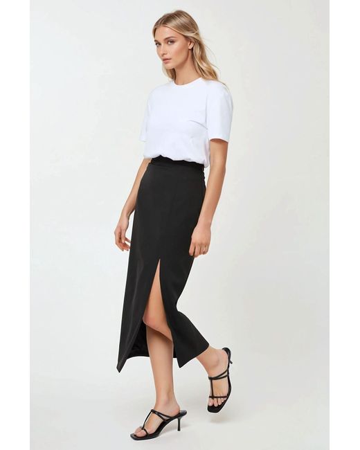 Hiccup White Maxi Bodycon Skirt With Slit