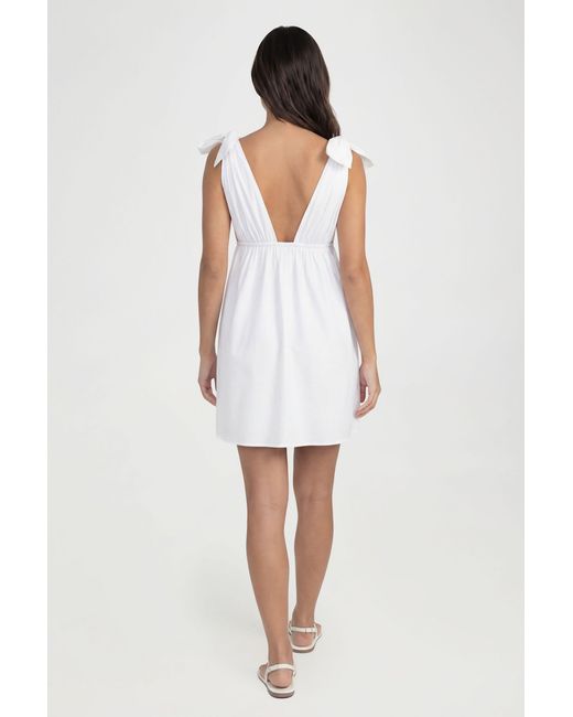 Boohoo White Tall Cotton Poplin Tie Shoulder Mini Skater Dress