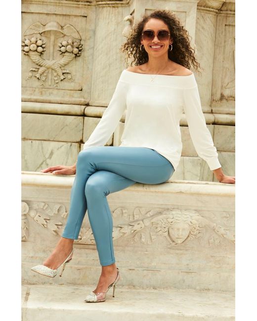 Sosandar Natural Powder Leather Look Premium Leggings