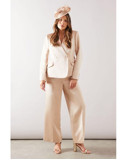 Wallis Natural Collarless Double Breasted Blazer