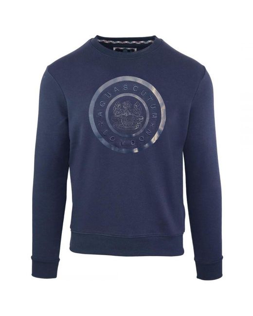 Aquascutum Monotone Large Circle Logo Navy Sweatshirt in Blue for