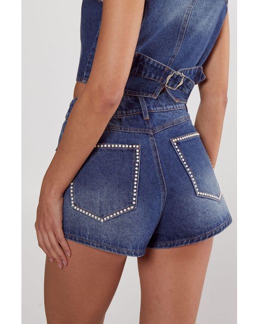 Nasty Gal Blue Pearl Denim Short