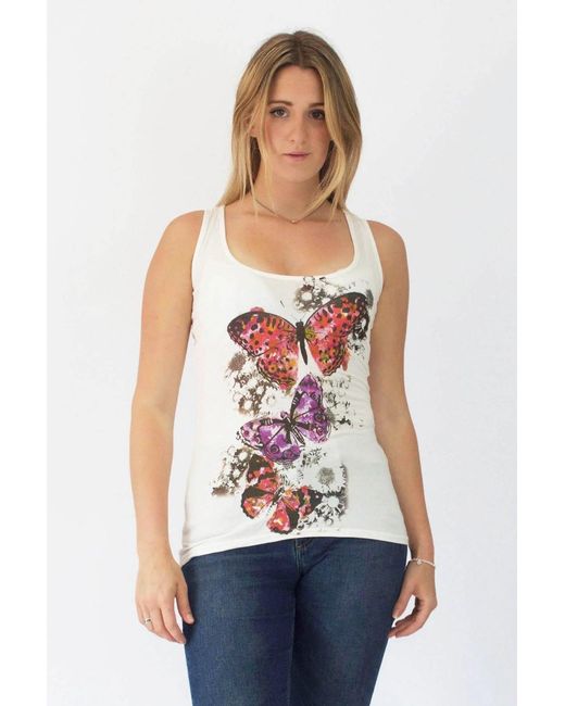 Miso White Butterfly Print Vest