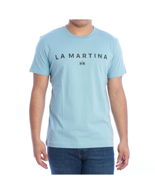 La Martina Blue Ymr005-Js206 Regular Fit Short Sleeve T-Shirt for men