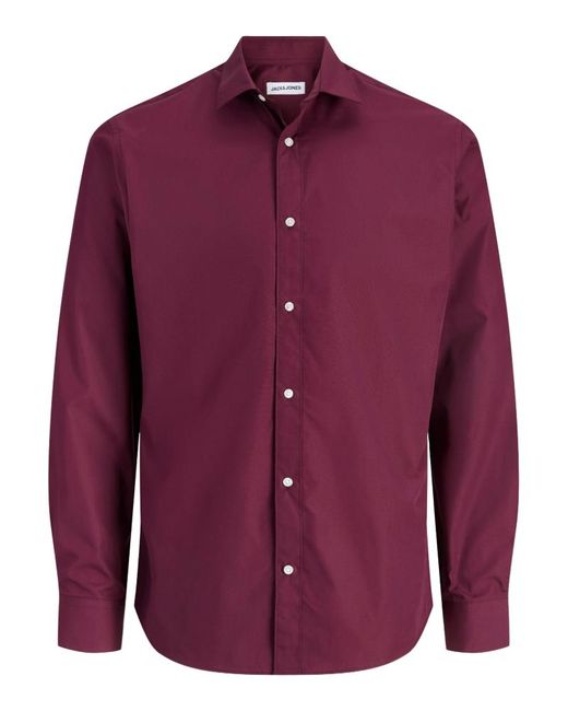 Jack & Jones Purple Cotton Shirt Long Sleeve Button Down for men