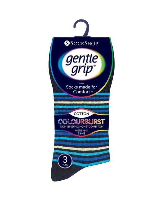 Gentle Grip Blue 6 Pairs Non Elastic Socks for men