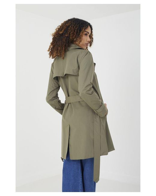 Brave Soul Green Light 'Brandy' Double Breasted Short Trench Coat