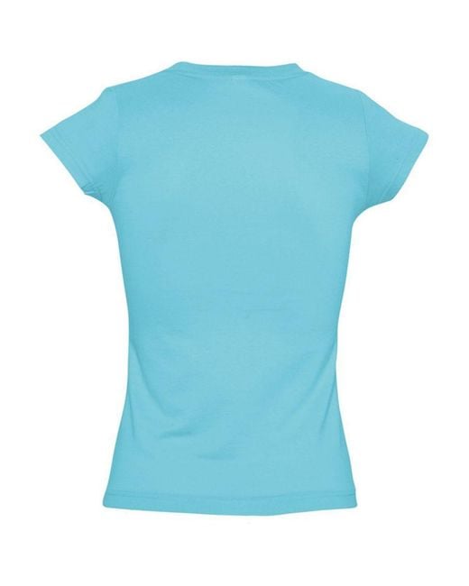 Sol's Blue Ladies Moon V Neck Short Sleeve T-Shirt Atoll)