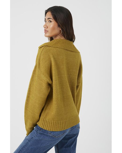 Brave Soul Green Trophy Neck Drop Shoulder Knitted Jumper