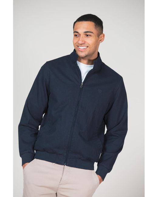 Kensington Eastside Blue Cotton Funnel Neck With Buttons Jacket for men