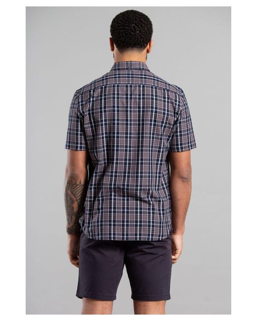 French Connection Gray Cotton Short Sleeve Check Shirt for men