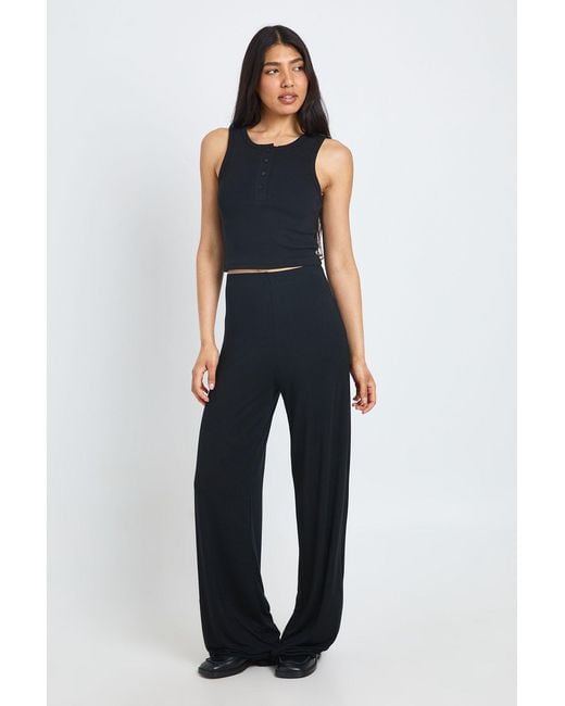 Boohoo Blue Tall Everyday Jersey Wide Leg Trouser