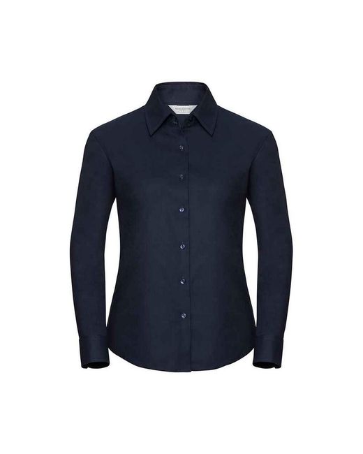 Russell Blue Ladies Oxford Easy-Care Long-Sleeved Shirt (Bright)