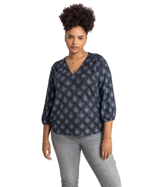 Roman Curve Blue Glitter Sparkle Tunic Top
