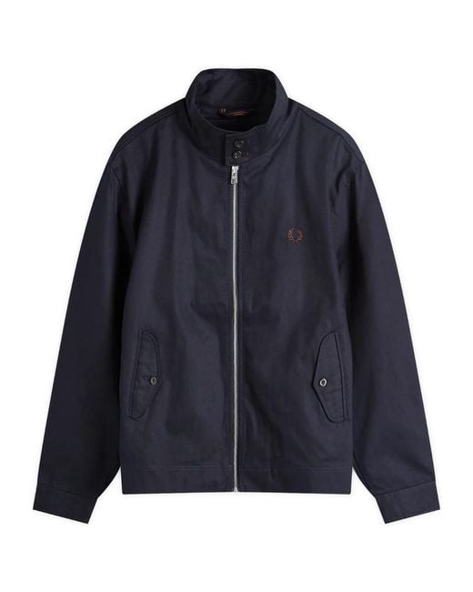 Fred Perry Blue Harrington Jacket Cotton for men