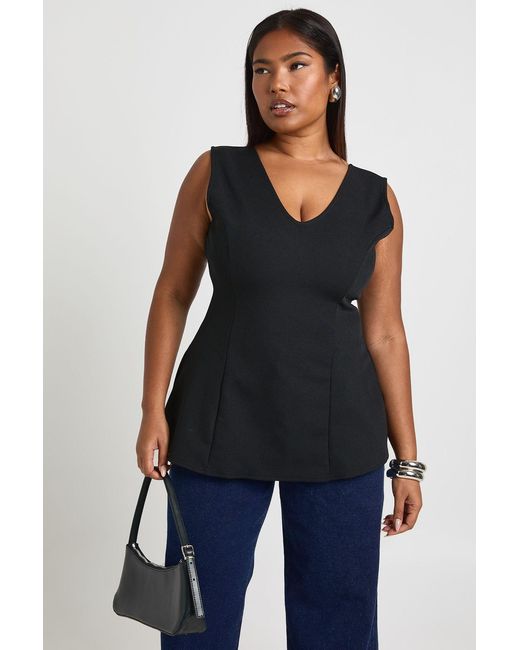 Boohoo Blue Plus Structured Peplum Top