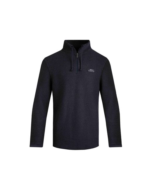Weird Fish Blue Macaroni Quarter Zip Pullover Sweater for men