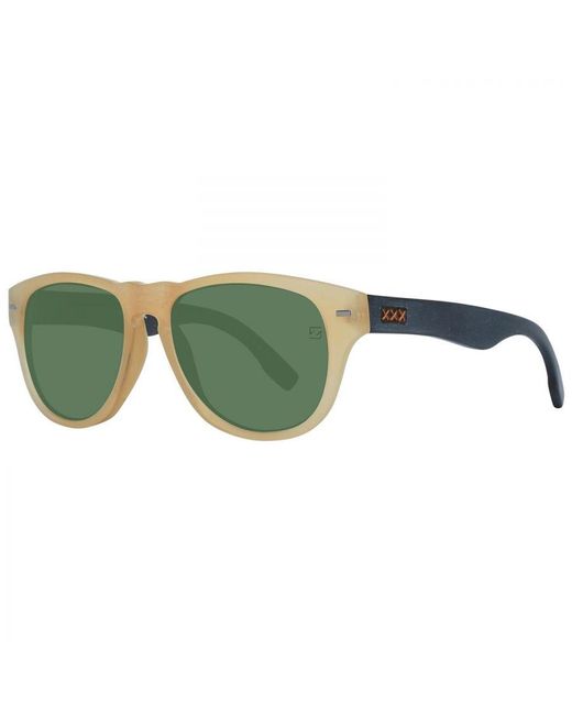 Zegna Green Round Horn Sunglasses With Lenses for men