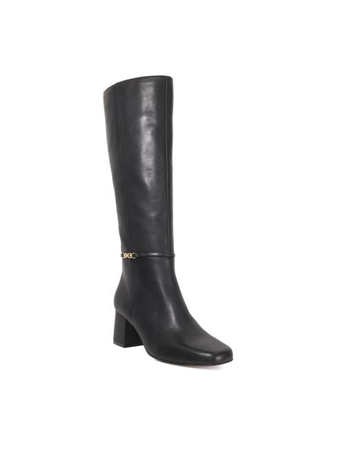 Dune Black Sanna Snaffle Trim Knee High Block Heeled Boots