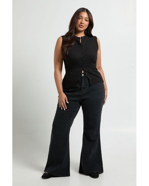 Boohoo Black The Plus High Waist Flare Jean