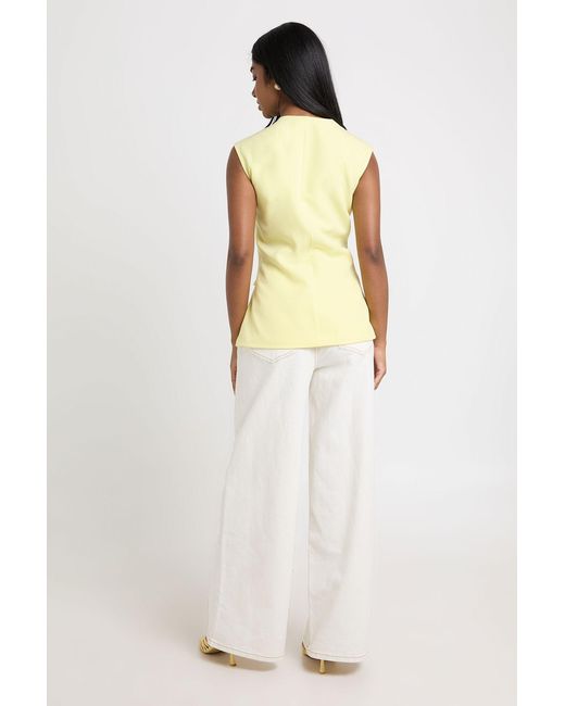 Boohoo Yellow V-Neck Pocket Detail Waistcoat