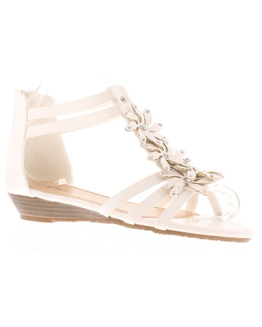 Platino White Gladiator Strappy Sandals Floella Zip