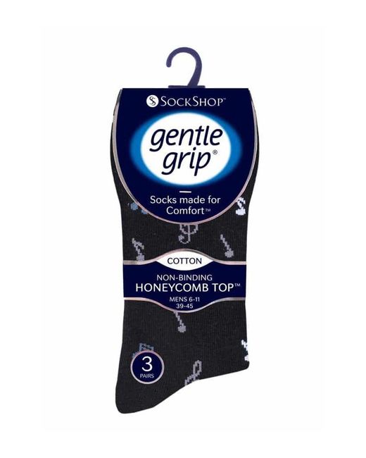 Gentle Grip Black 6 Pairs Non Elastic Socks for men