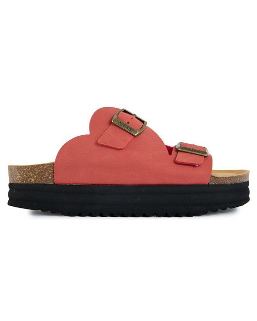 V.Gan Red Vegan Heart Comfort Footbed Sandals