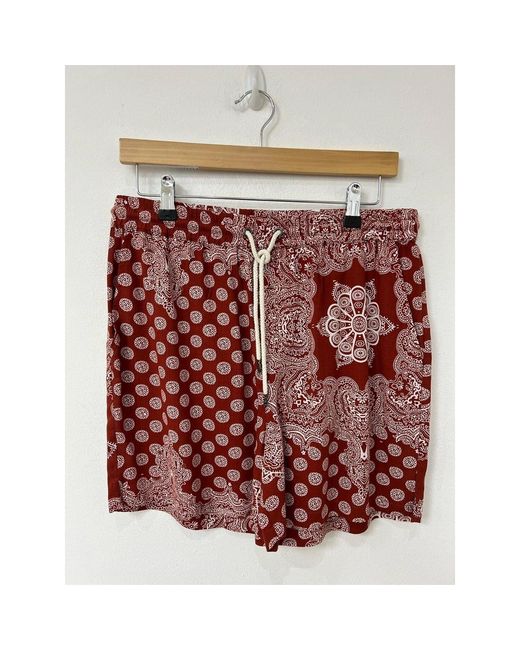 Another Influence Red P Drawstring Paisley Bermuda Shorts for men