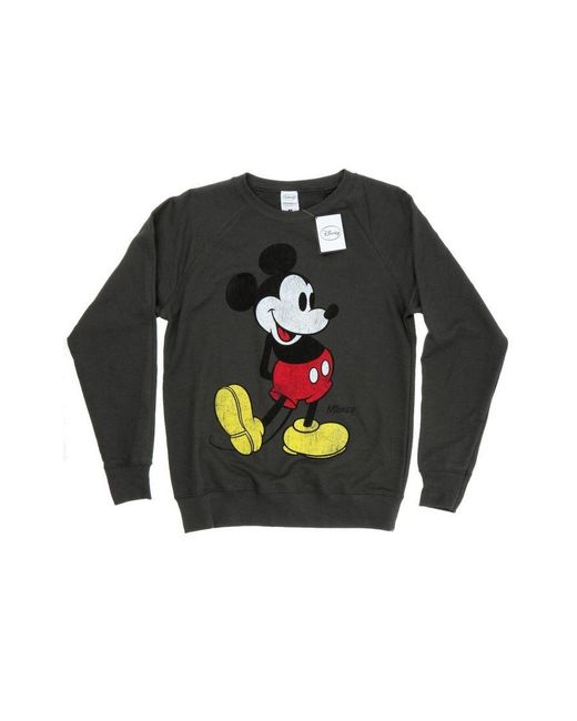 Disney Gray Ladies Mickey Mouse Classic Kick Sweatshirt (Light Graphite)