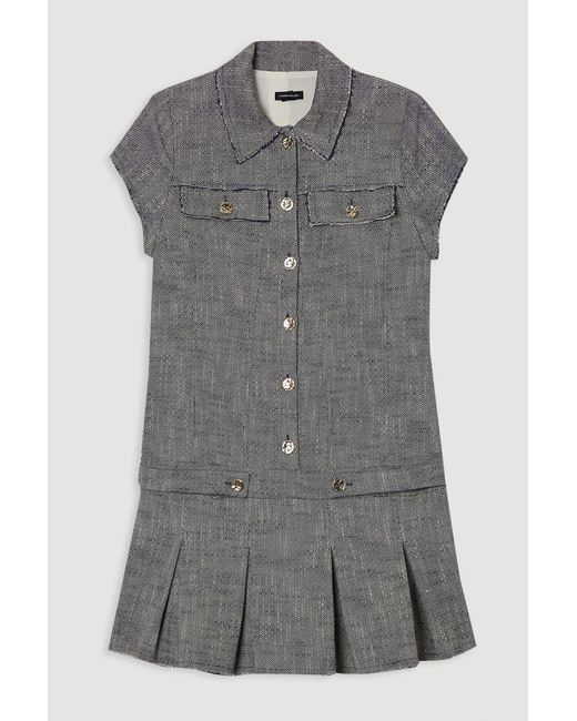 Karen Millen Gray Spring Tweed Tailored Mini Dress