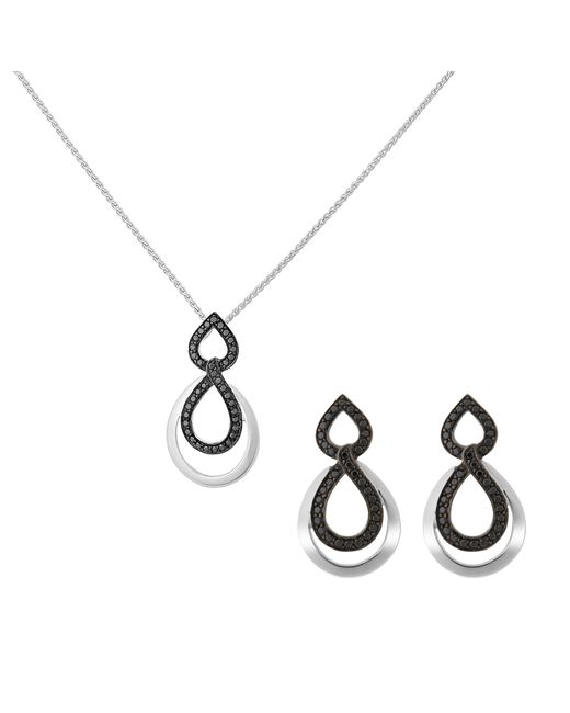 Orphelia Metallic 'Amber' 925 Sterling Set: Chain-Pendant + Earrings