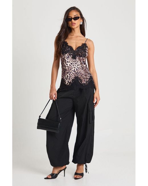 Boohoo Blue Lace Trim Cami Top