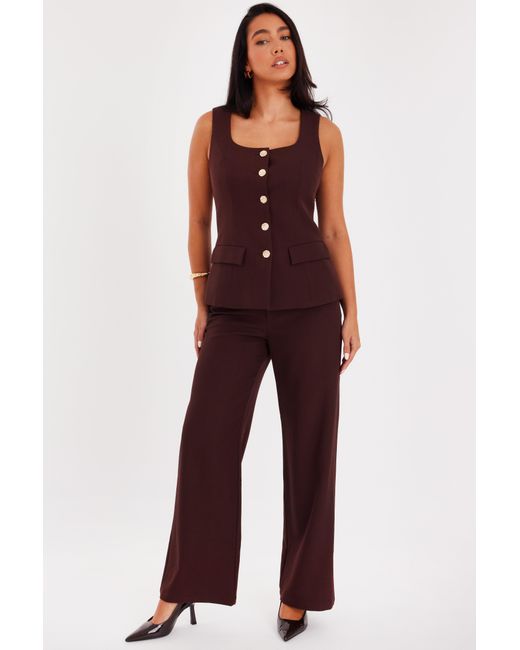 Quiz Red Wide Leg Trousers