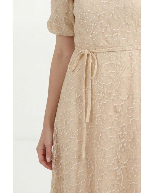 Wallis Natural Petite Burn Out Floral Organza Midi Dress