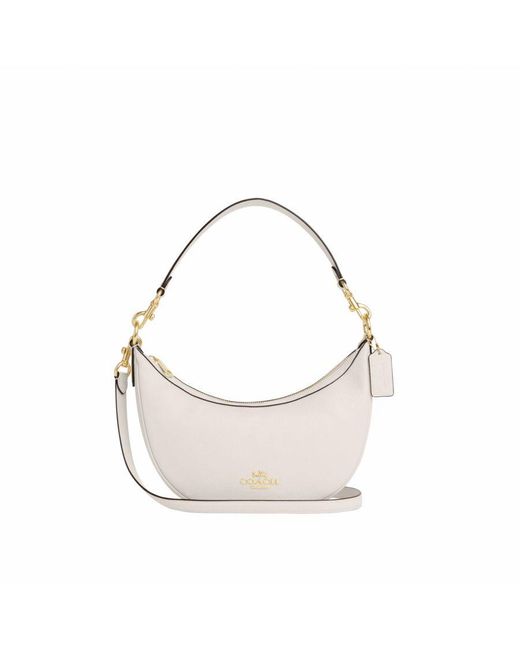 COACH White Refined Pebbled Leather Aria Shoulder Bag