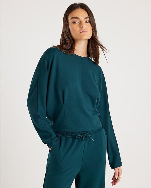 River Island Blue Sweatshirt Premium Batwing Sleeve Cotton