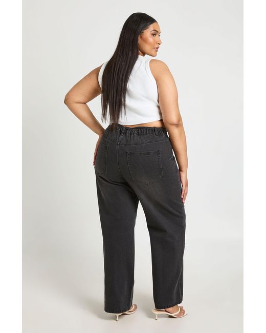 Boohoo Black Plus Elasticated Back Channel Tie Wide Leg Jan