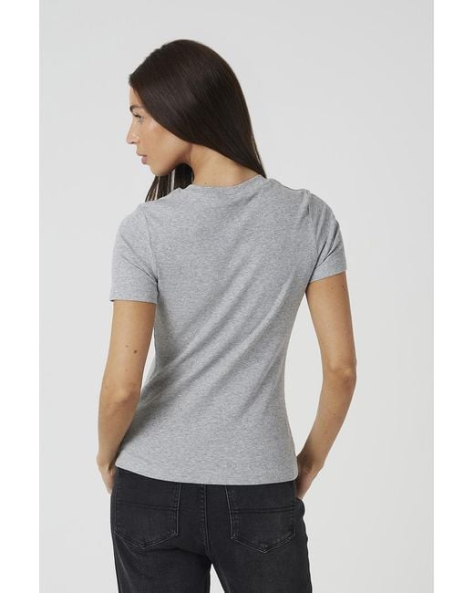 Brave Soul Gray Cotton Rich Short Sleeve Button Down Top