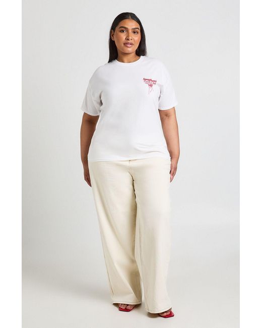 Boohoo White Plus Spaghetti Club Printed T Shirt