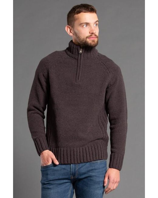 Kensington Eastside Gray Charcoal 1/4 Zip Funnel Neck Jumper for men