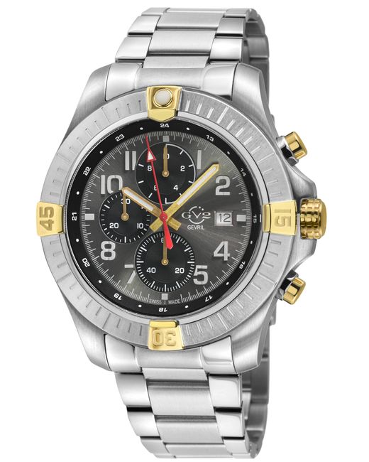 Gv2 Gray T38 Ss Case,2T Bezel Ring, Enamel Dial With Print, 3 Sub 316L Staineless Steel Bracelet Watch for men