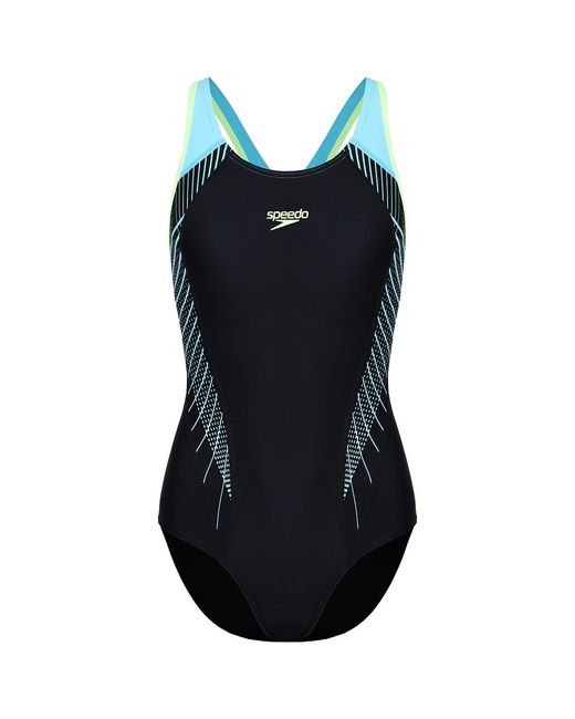 Speedo Black Fit Laneback Swimming Costume