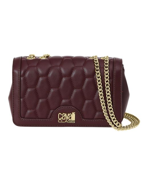 Roberto Cavalli Red Shoulder Bag With Chain Strap Cchb0195