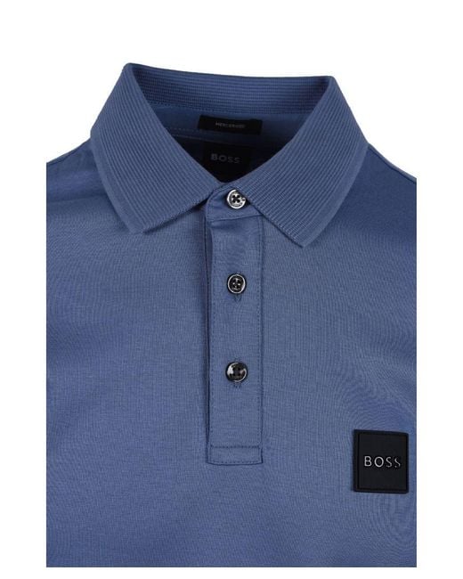 Boss Blue Hugo Boss Pado 08 Long Sleeved Polo Shirt Open for men