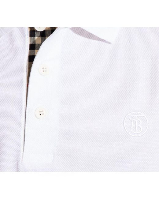 Burberry White Branded Circle Logo Polo Shirt for men