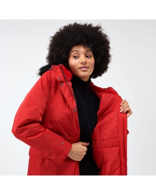 Regatta Red Lellani Waterproof Insulated Parka Coat