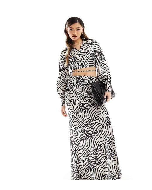 In The Style White Exclusive Satin Fishtail Maxi Skirt Co-Ord