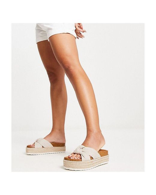 ASOS White Wide Fit Teegan Knotted Flatform Sandals