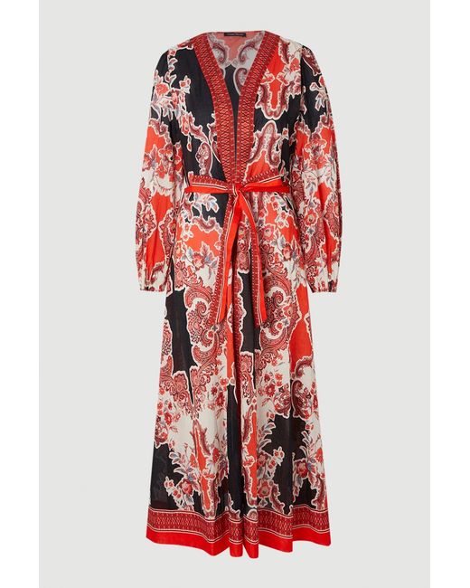 Karen Millen Scarf Mirrored Print Cotton Voile Beach Maxi Dress
